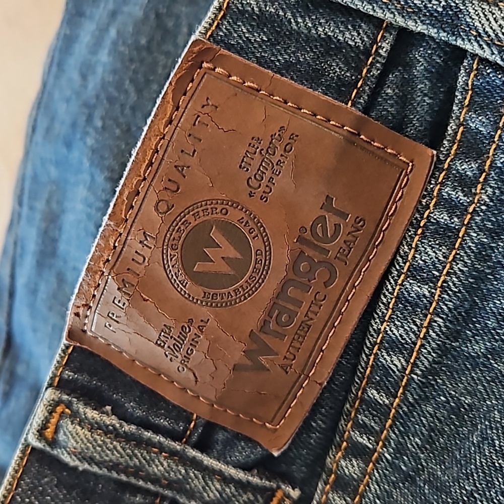 💟 Wrangler Men's Straight Fit 34×32 Blue Jeans - Picture 4 of 4